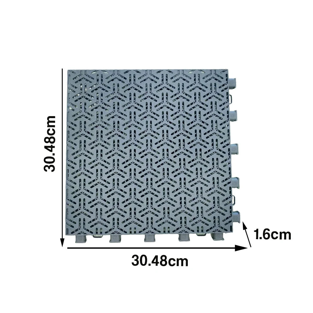 DUNK MASTER Interlocking Sports Floor Tiles - Flight Key Plus Anti-Slip Court Flooring Modular Tiles for Basketball Courts 10/20/30 Square Meters - Light Grey