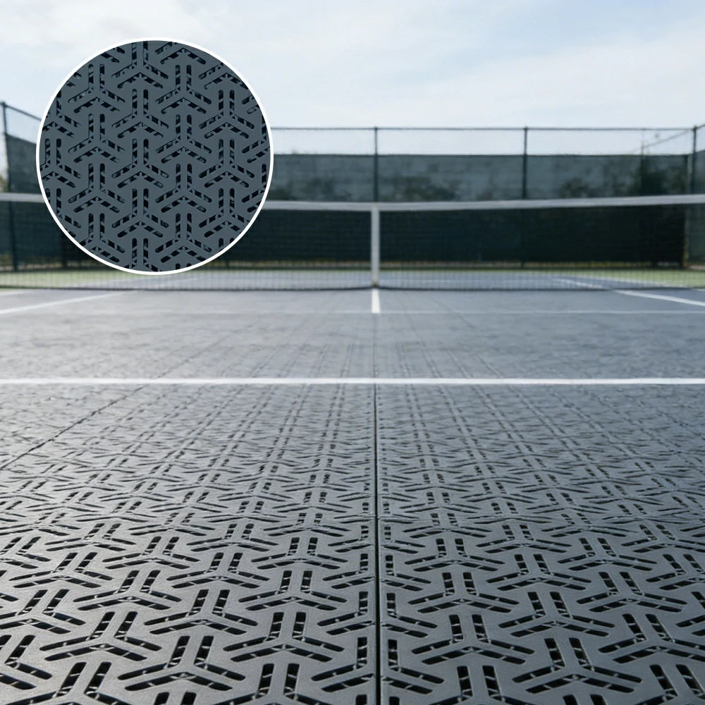 DUNK MASTER Interlocking Sports Floor Tiles - Flight Key Plus Anti-Slip Court Flooring Modular Tiles for Basketball Courts 10/20/30 Square Meters - Dark Grey