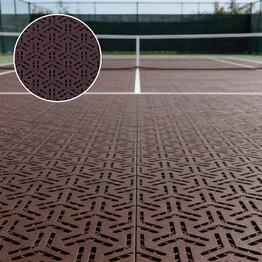 DUNK MASTER Interlocking Sports Floor Tiles - Flight Key Plus Anti-Slip Court Flooring Modular Tiles for Basketball Courts 10/20/30 Square Meters - Coffee