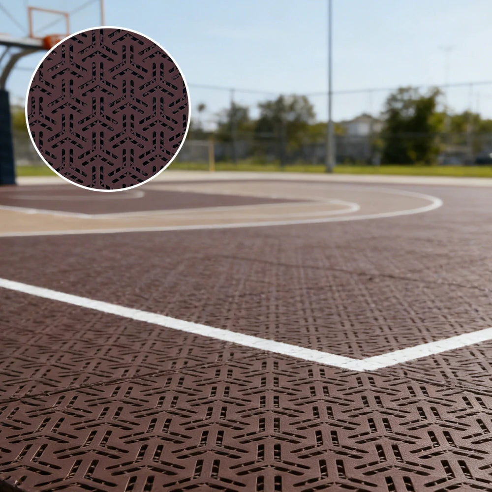 DUNK MASTER Interlocking Sports Floor Tiles - Flight Key Plus Anti-Slip Court Flooring Modular Tiles for Basketball Courts 10/20/30 Square Meters - Coffee