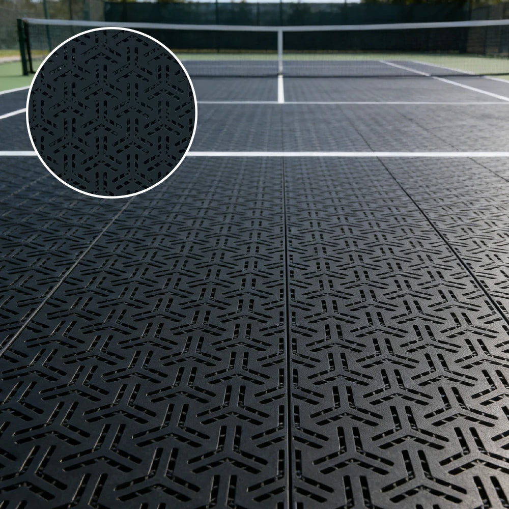DUNK MASTER Interlocking Sports Floor Tiles - Flight Key Plus Anti-Slip Court Flooring Modular Tiles for Basketball Courts 10/20/30 Square Meters - Black