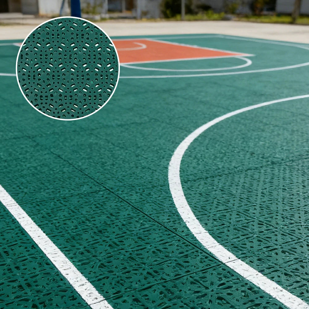 DUNK MASTER Interlocking Sports Floor Tiles - Anti-Slip Shock Absorbing Modular Court Flooring for Basketball Courts 10/20/30 Square Meters - Dark Green