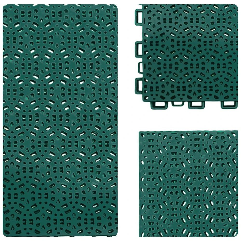 DUNK MASTER Interlocking Sports Floor Tiles - Anti-Slip Shock Absorbing Modular Court Flooring for Basketball Courts 10/20/30 Square Meters - Dark Green