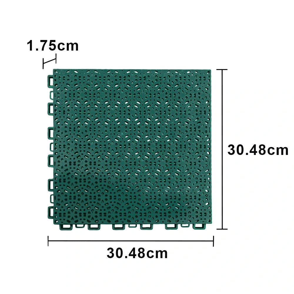 DUNK MASTER Interlocking Sports Floor Tiles - Anti-Slip Shock Absorbing Modular Court Flooring for Basketball Courts 10/20/30 Square Meters - Dark Green