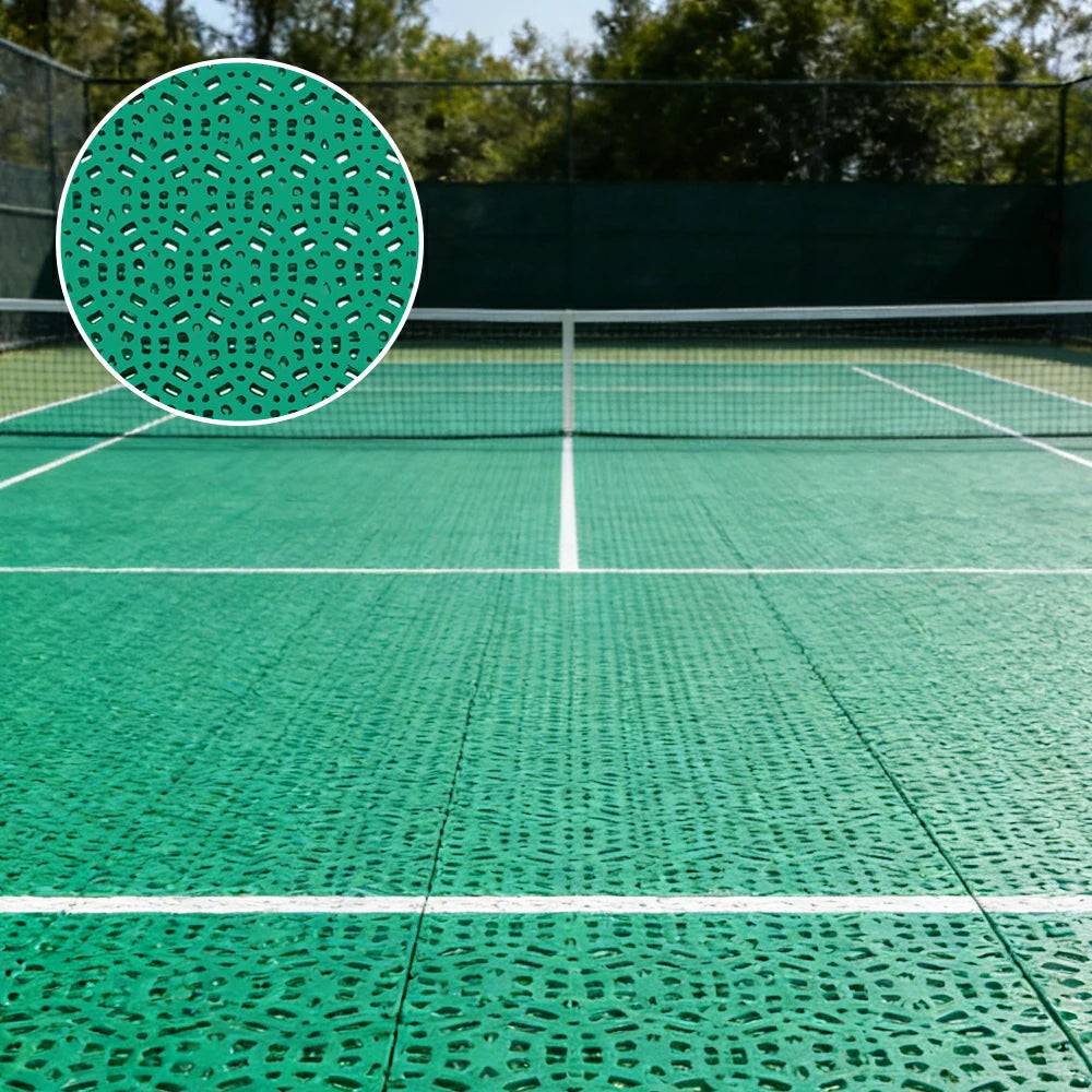 DUNK MASTER Interlocking Sports Floor Tiles - Anti-Slip Shock Absorbing Modular Court Flooring for Basketball Courts 10/20/30 Square Meters - Light Green