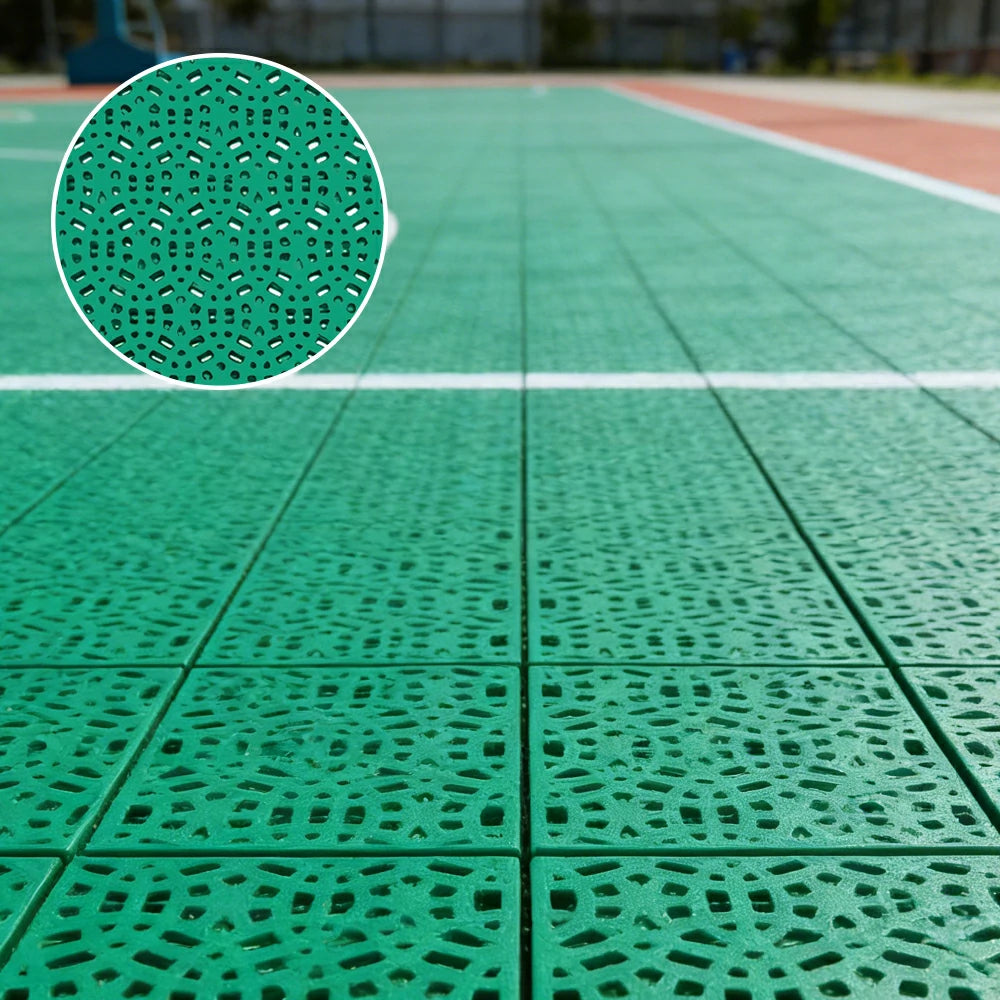 DUNK MASTER Interlocking Sports Floor Tiles - Anti-Slip Shock Absorbing Modular Court Flooring for Basketball Courts 10/20/30 Square Meters - Light Green