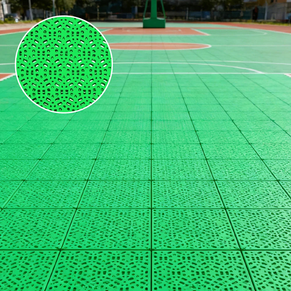 DUNK MASTER Interlocking Sports Floor Tiles - Anti-Slip Shock Absorbing Modular Court Flooring for Basketball Courts 10/20/30 Square Meters - Apple Green
