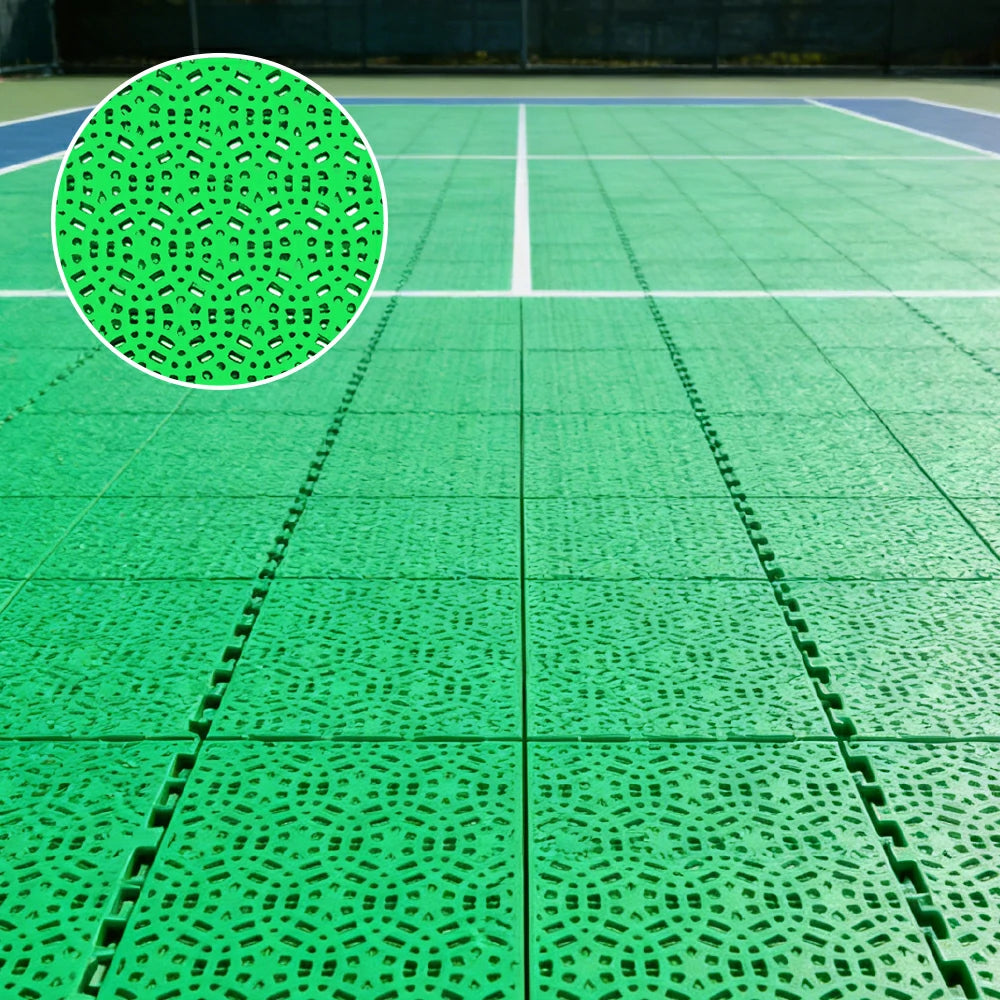 DUNK MASTER Interlocking Sports Floor Tiles - Anti-Slip Shock Absorbing Modular Court Flooring for Basketball Courts 10/20/30 Square Meters - Apple Green