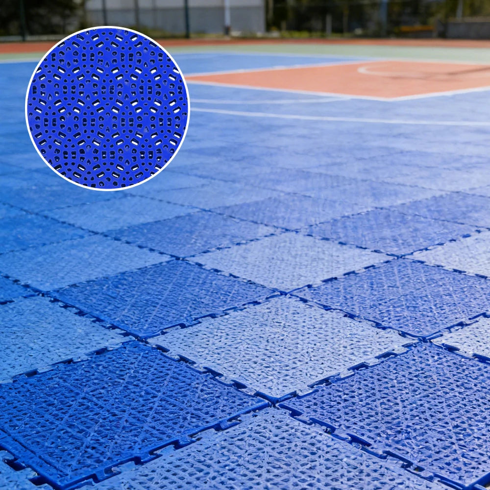 DUNK MASTER Interlocking Sports Floor Tiles - Anti-Slip Shock Absorbing Modular Court Flooring for Basketball Courts 10/20/30 Square Meters - Royal Blue