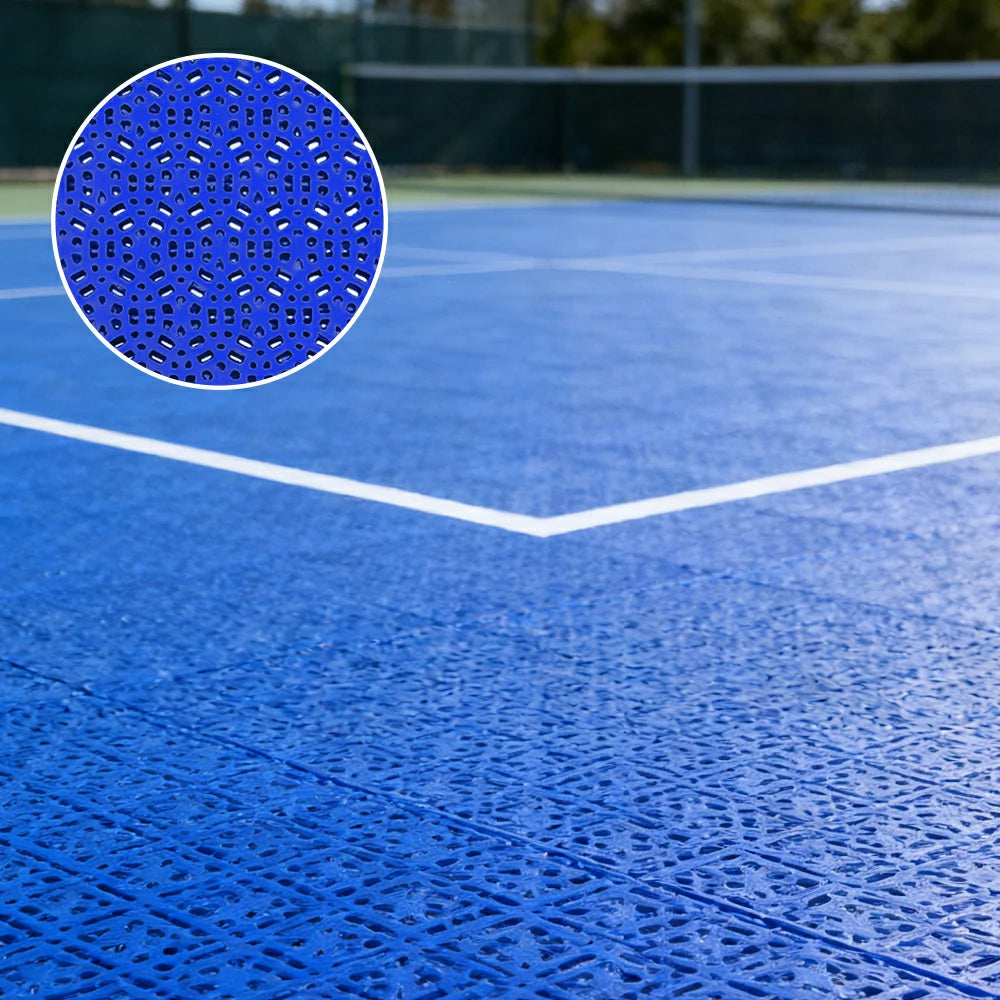 DUNK MASTER Interlocking Sports Floor Tiles - Anti-Slip Shock Absorbing Modular Court Flooring for Basketball Courts 10/20/30 Square Meters - Royal Blue