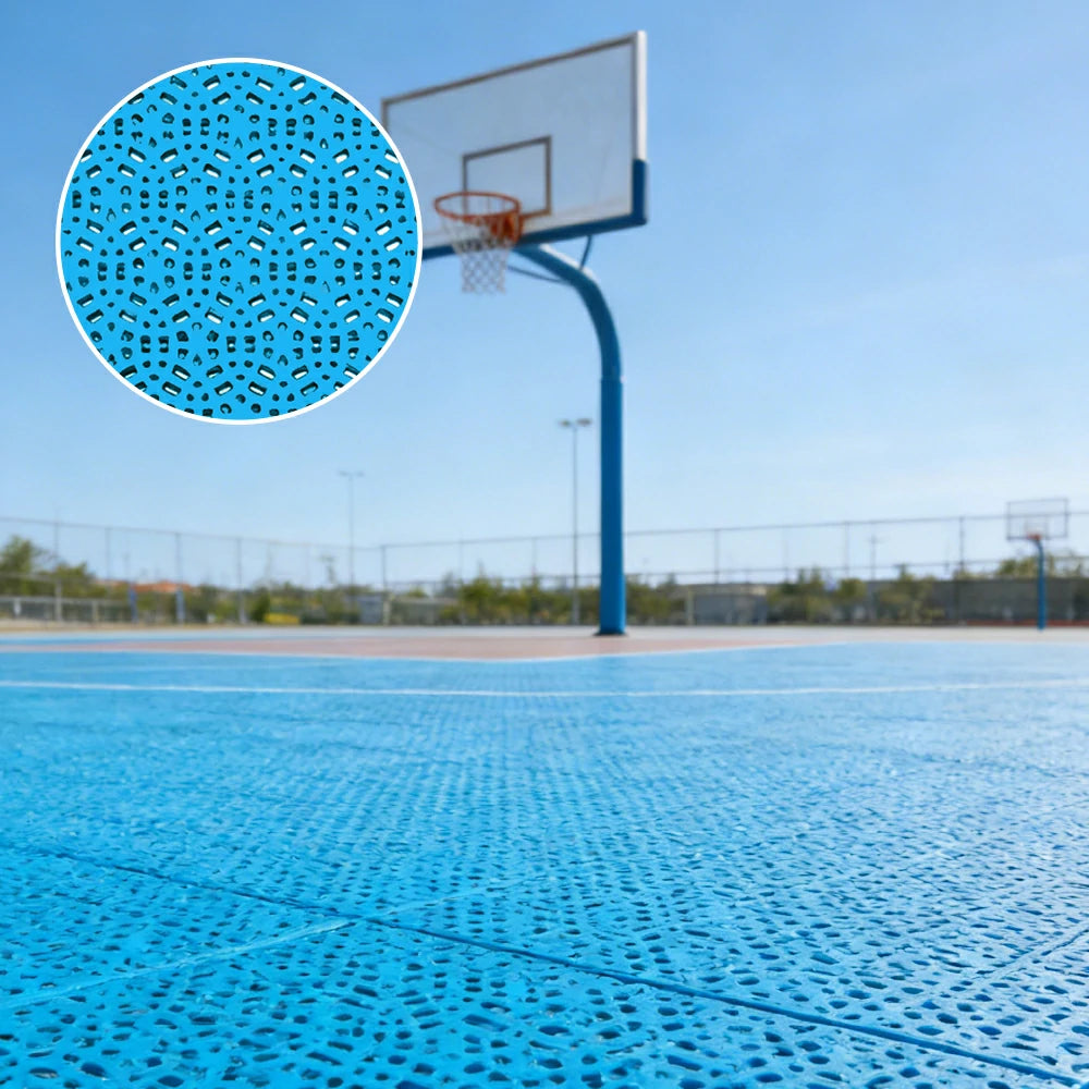 DUNK MASTER Interlocking Sports Floor Tiles - Anti-Slip Shock Absorbing Modular Court Flooring for Basketball Courts 10/20/30 Square Meters - Blue
