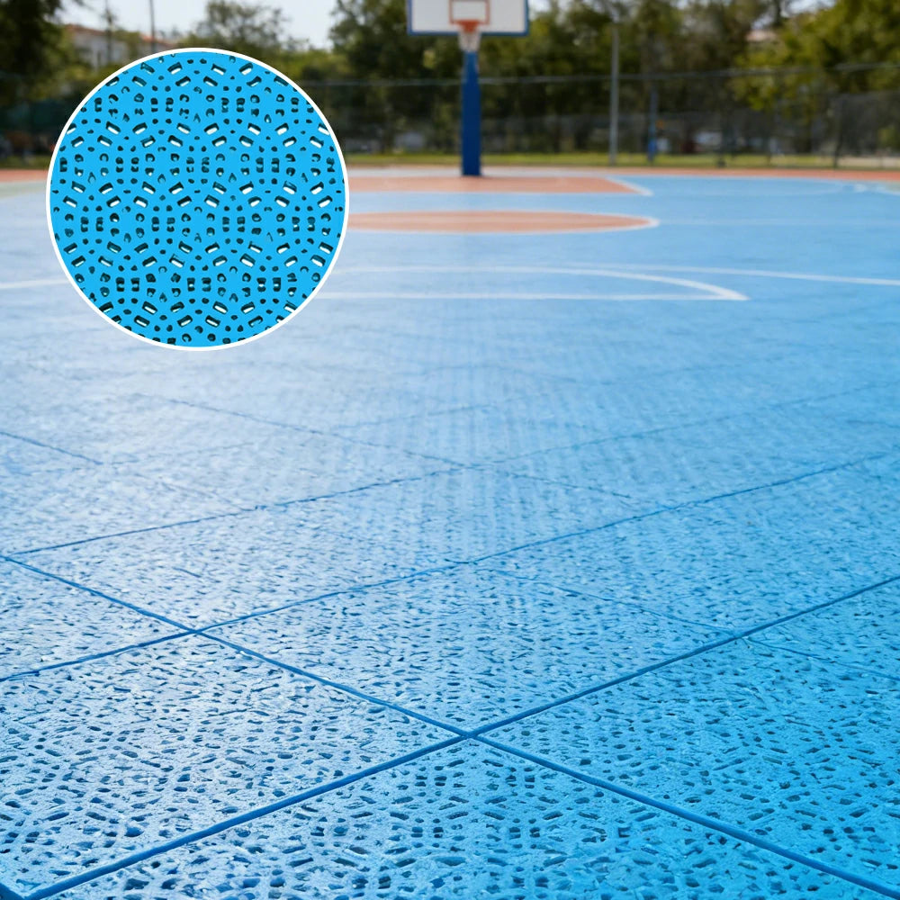 DUNK MASTER Interlocking Sports Floor Tiles - Anti-Slip Shock Absorbing Modular Court Flooring for Basketball Courts 10/20/30 Square Meters - Blue
