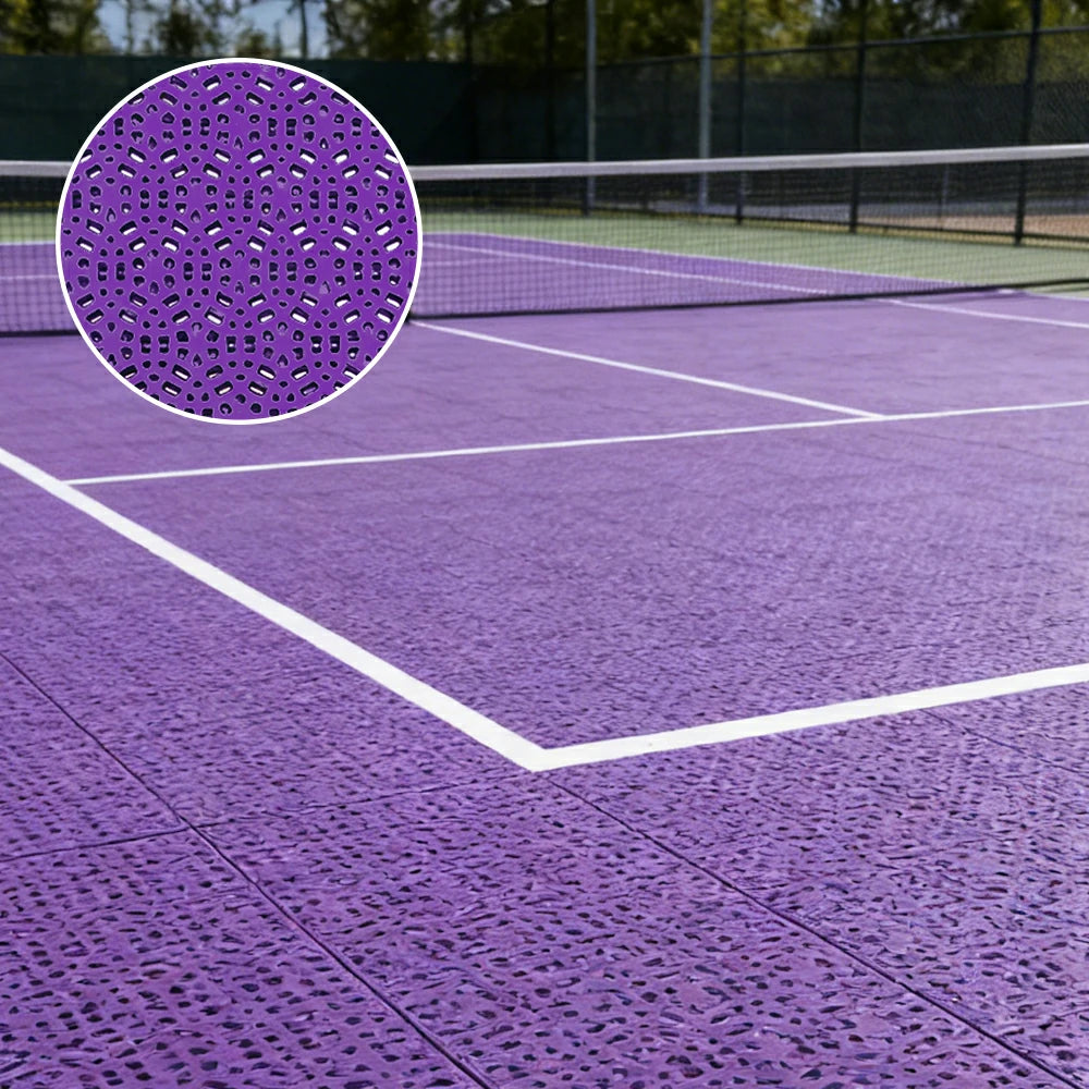DUNK MASTER Interlocking Sports Floor Tiles - Anti-Slip Shock Absorbing Modular Court Flooring for Basketball Courts 10/20/30 Square Meters - Purple