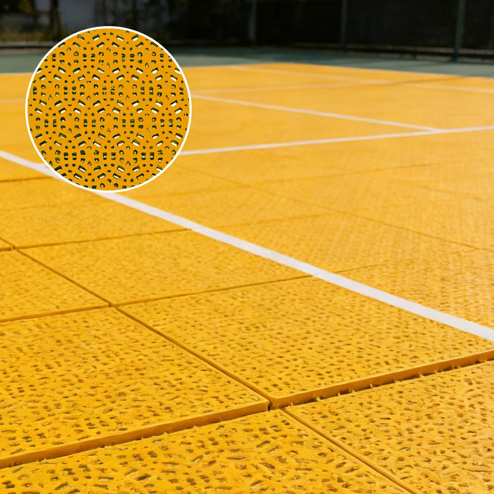 DUNK MASTER Interlocking Sports Floor Tiles - Anti-Slip Shock Absorbing Modular Court Flooring for Basketball Courts 10/20/30 Square Meters - Yellow
