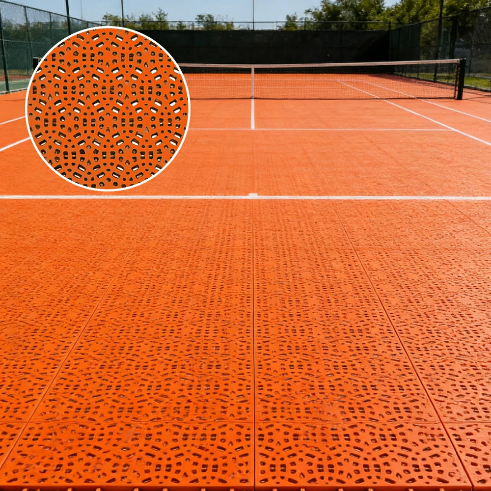 DUNK MASTER Interlocking Sports Floor Tiles - Anti-Slip Shock Absorbing Modular Court Flooring for Basketball Courts 10/20/30 Square Meters - Orange