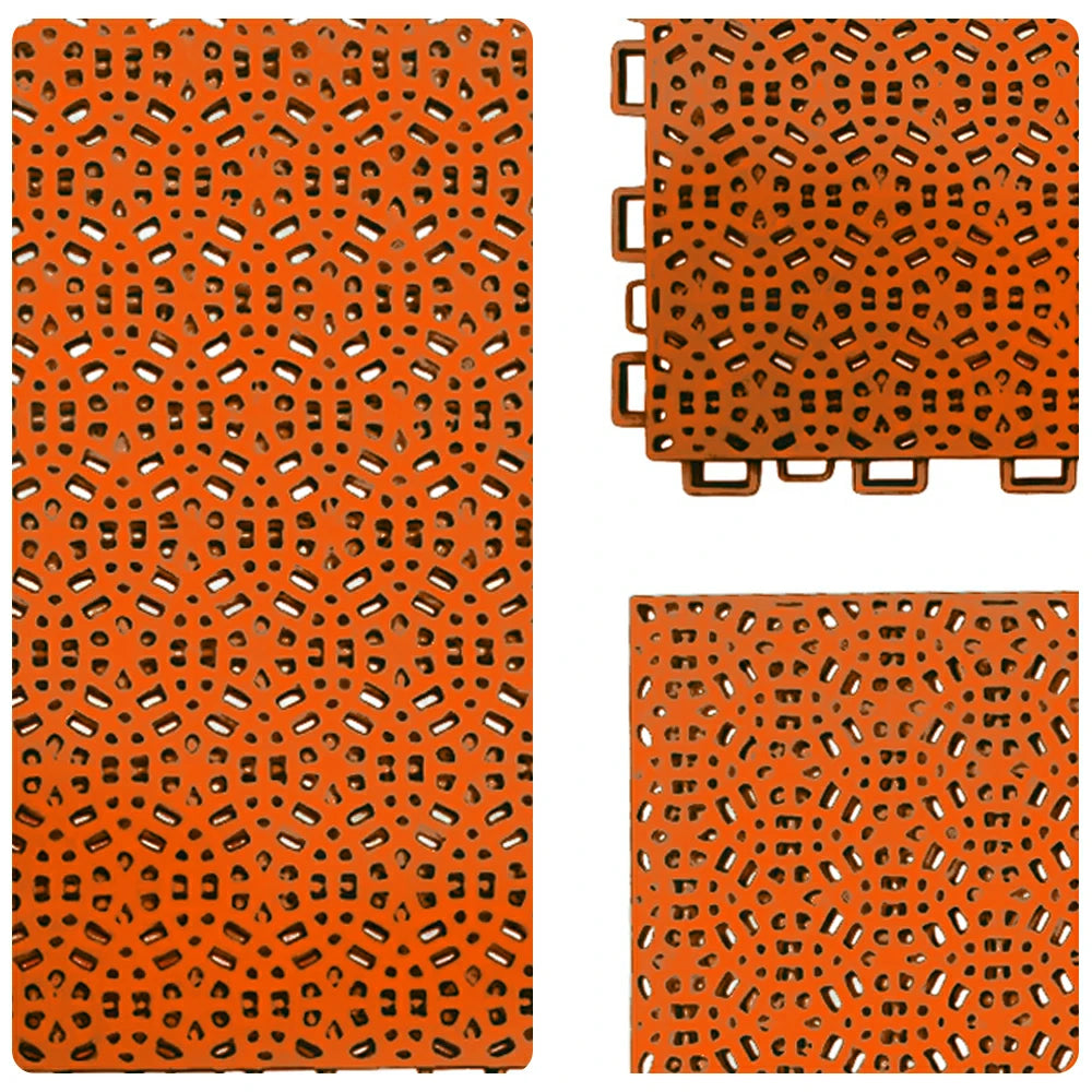 DUNK MASTER Interlocking Sports Floor Tiles - Anti-Slip Shock Absorbing Modular Court Flooring for Basketball Courts 10/20/30 Square Meters - Orange