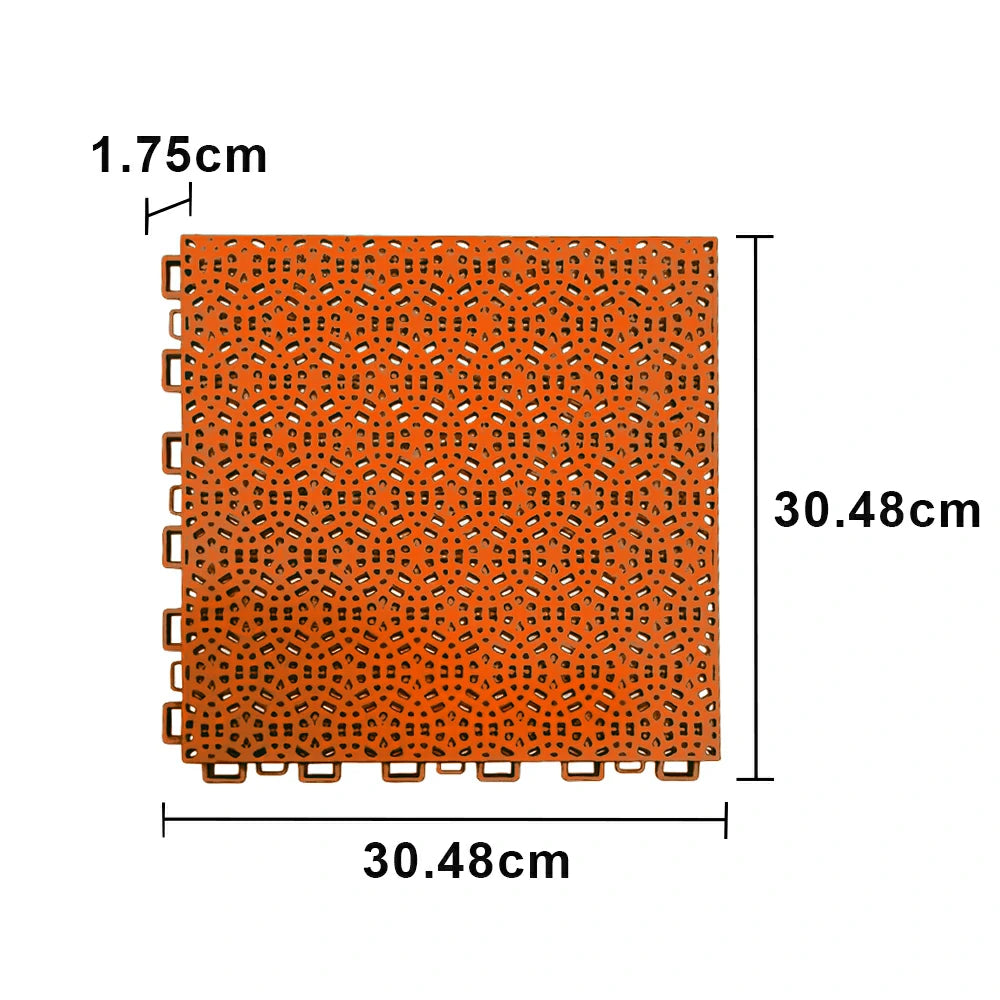 DUNK MASTER Interlocking Sports Floor Tiles - Anti-Slip Shock Absorbing Modular Court Flooring for Basketball Courts 10/20/30 Square Meters - Orange