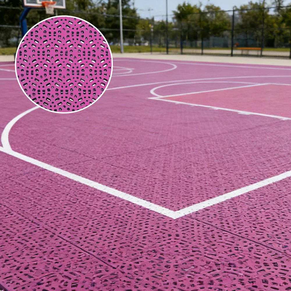 DUNK MASTER Interlocking Sports Floor Tiles - Anti-Slip Shock Absorbing Modular Court Flooring for Basketball Courts 10/20/30 Square Meters - Pink