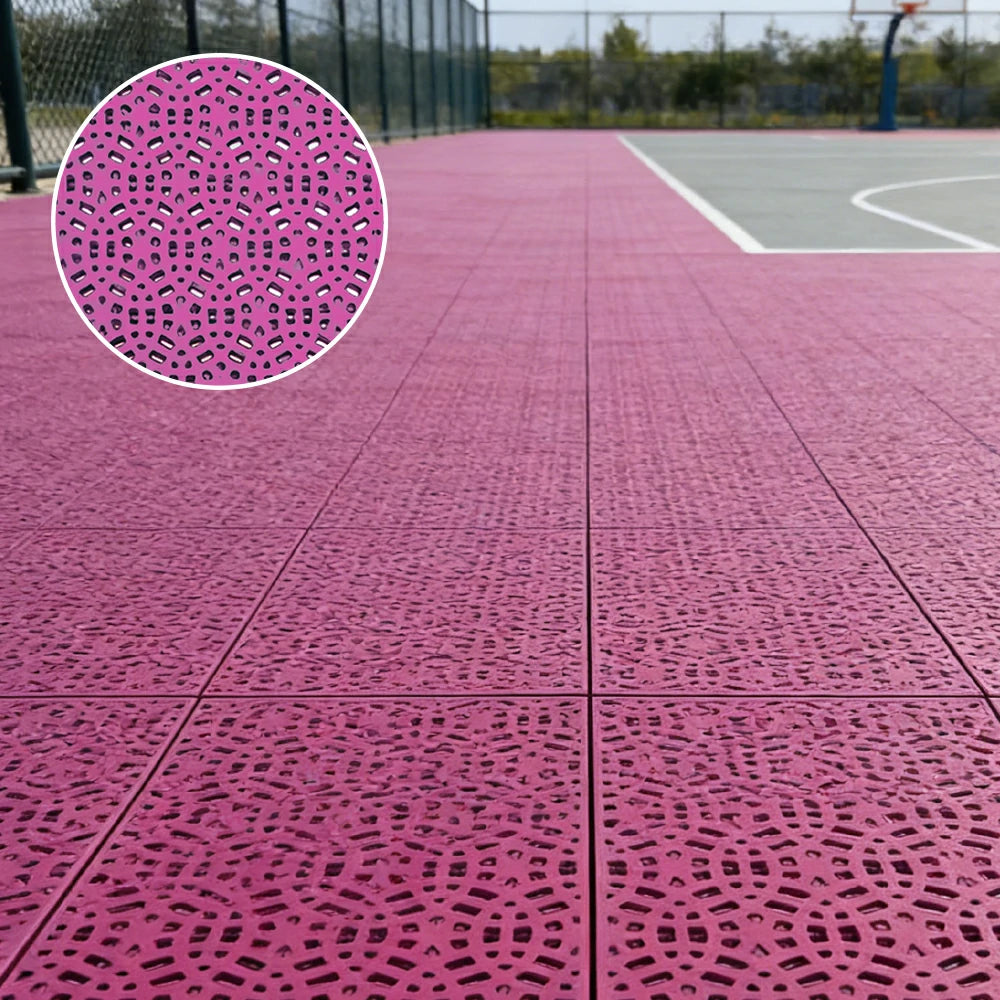 DUNK MASTER Interlocking Sports Floor Tiles - Anti-Slip Shock Absorbing Modular Court Flooring for Basketball Courts 10/20/30 Square Meters - Pink