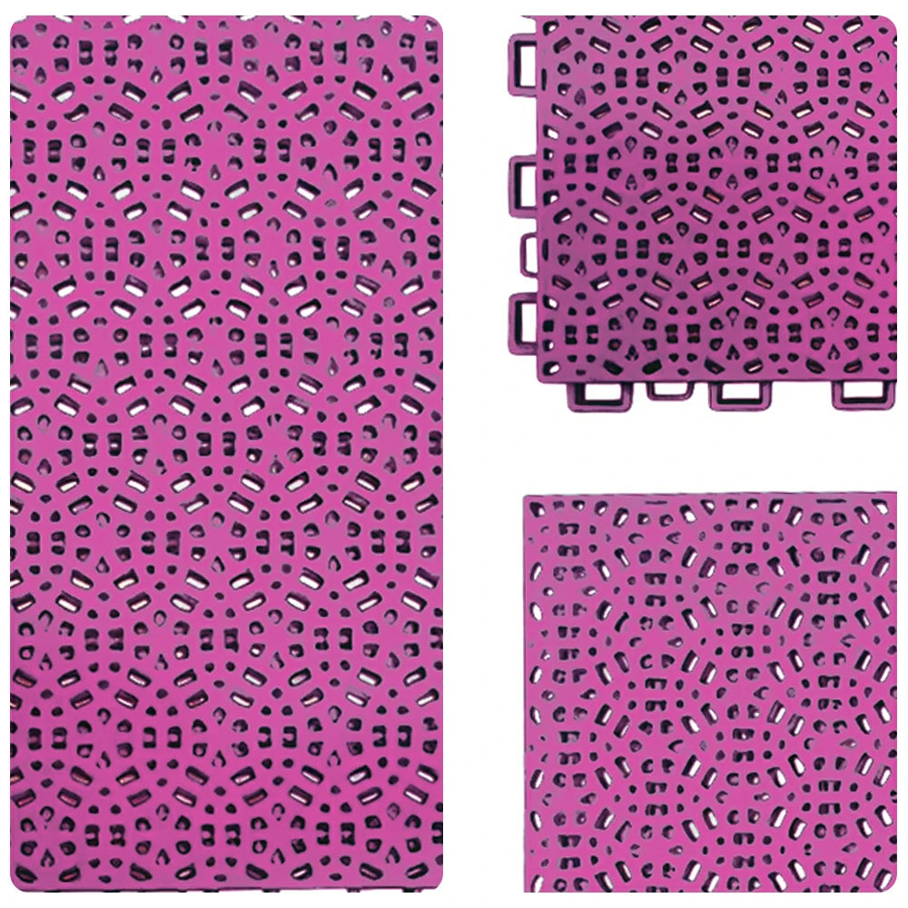 DUNK MASTER Interlocking Sports Floor Tiles - Anti-Slip Shock Absorbing Modular Court Flooring for Basketball Courts 10/20/30 Square Meters - Pink