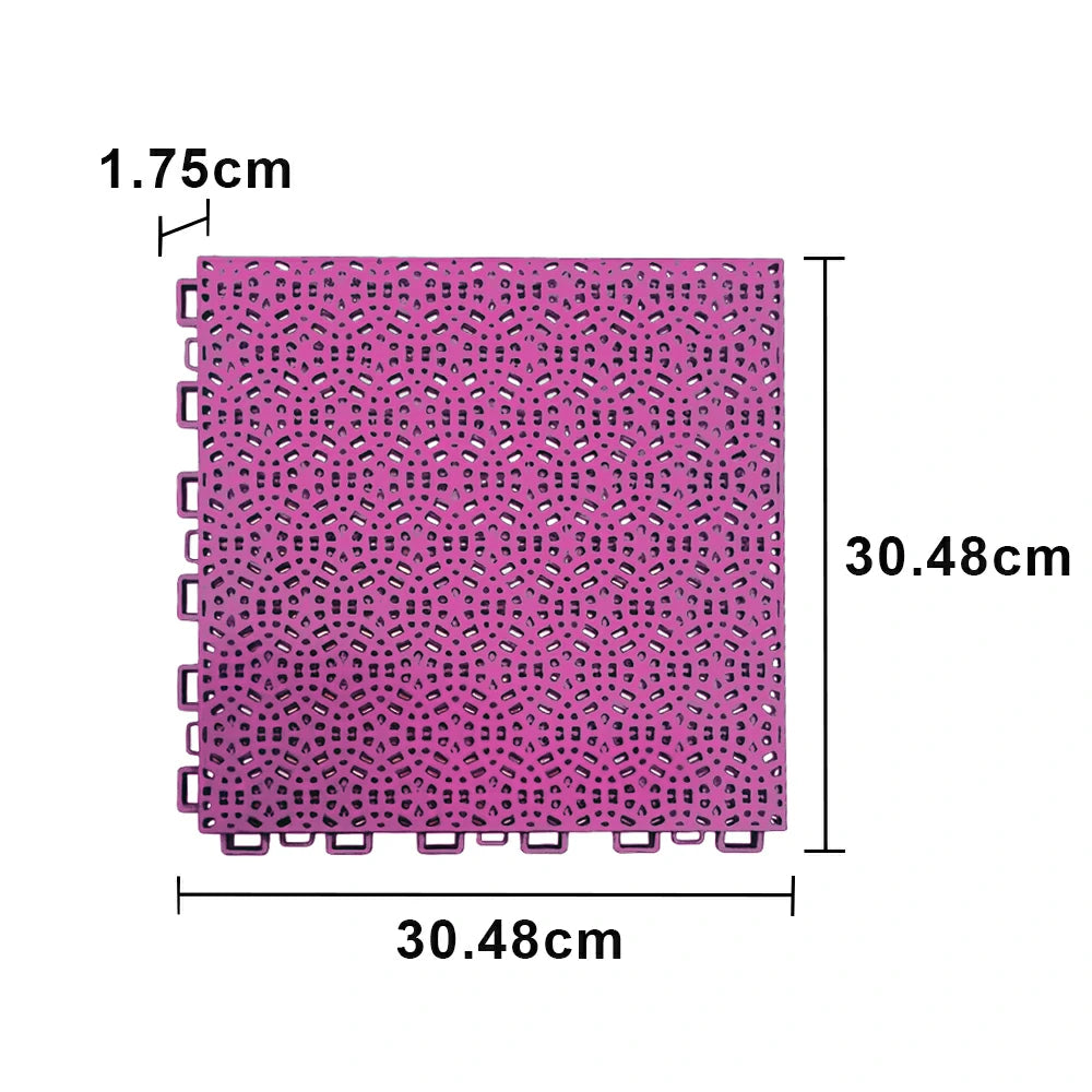 DUNK MASTER Interlocking Sports Floor Tiles - Anti-Slip Shock Absorbing Modular Court Flooring for Basketball Courts 10/20/30 Square Meters - Pink