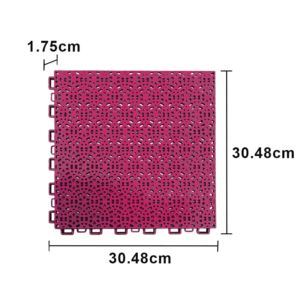 DUNK MASTER Interlocking Sports Floor Tiles - Anti-Slip Shock Absorbing Modular Court Flooring for Basketball Courts 10/20/30 Square Meters - Rose Red