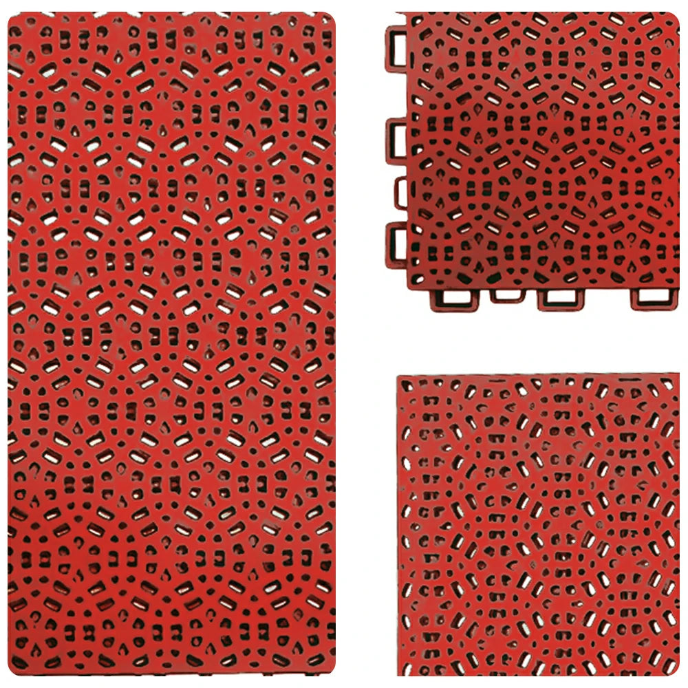 DUNK MASTER Interlocking Sports Floor Tiles - Anti-Slip Shock Absorbing Modular Court Flooring for Basketball Courts 10/20/30 Square Meters - Red