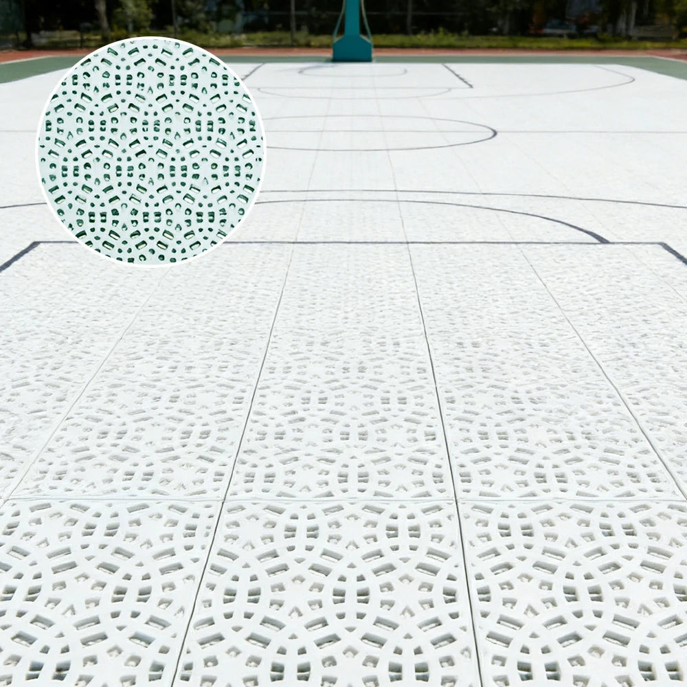 DUNK MASTER Interlocking Sports Floor Tiles - Anti-Slip Shock Absorbing Modular Court Flooring for Basketball Courts 10/20/30 Square Meters - White