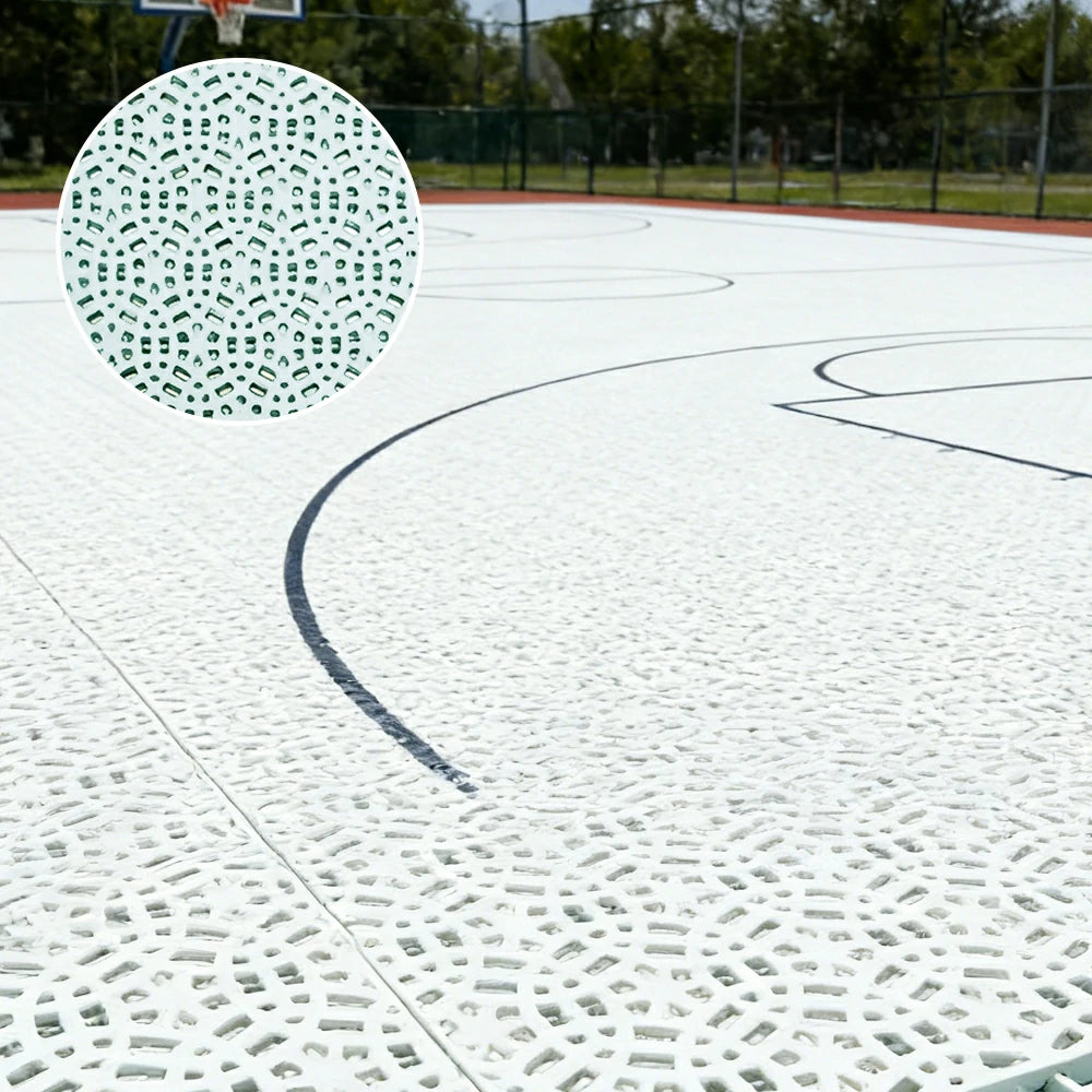DUNK MASTER Interlocking Sports Floor Tiles - Anti-Slip Shock Absorbing Modular Court Flooring for Basketball Courts 10/20/30 Square Meters - White