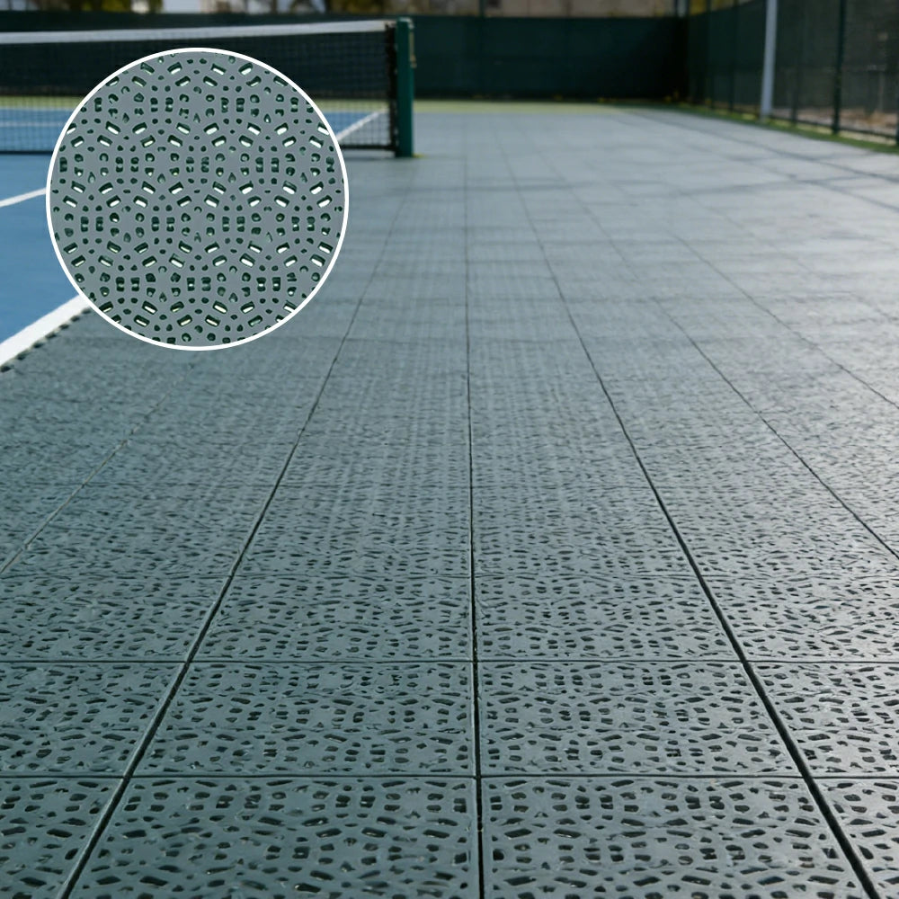 DUNK MASTER Interlocking Sports Floor Tiles - Anti-Slip Shock Absorbing Modular Court Flooring for Basketball Courts 10/20/30 Square Meters - Light Grey