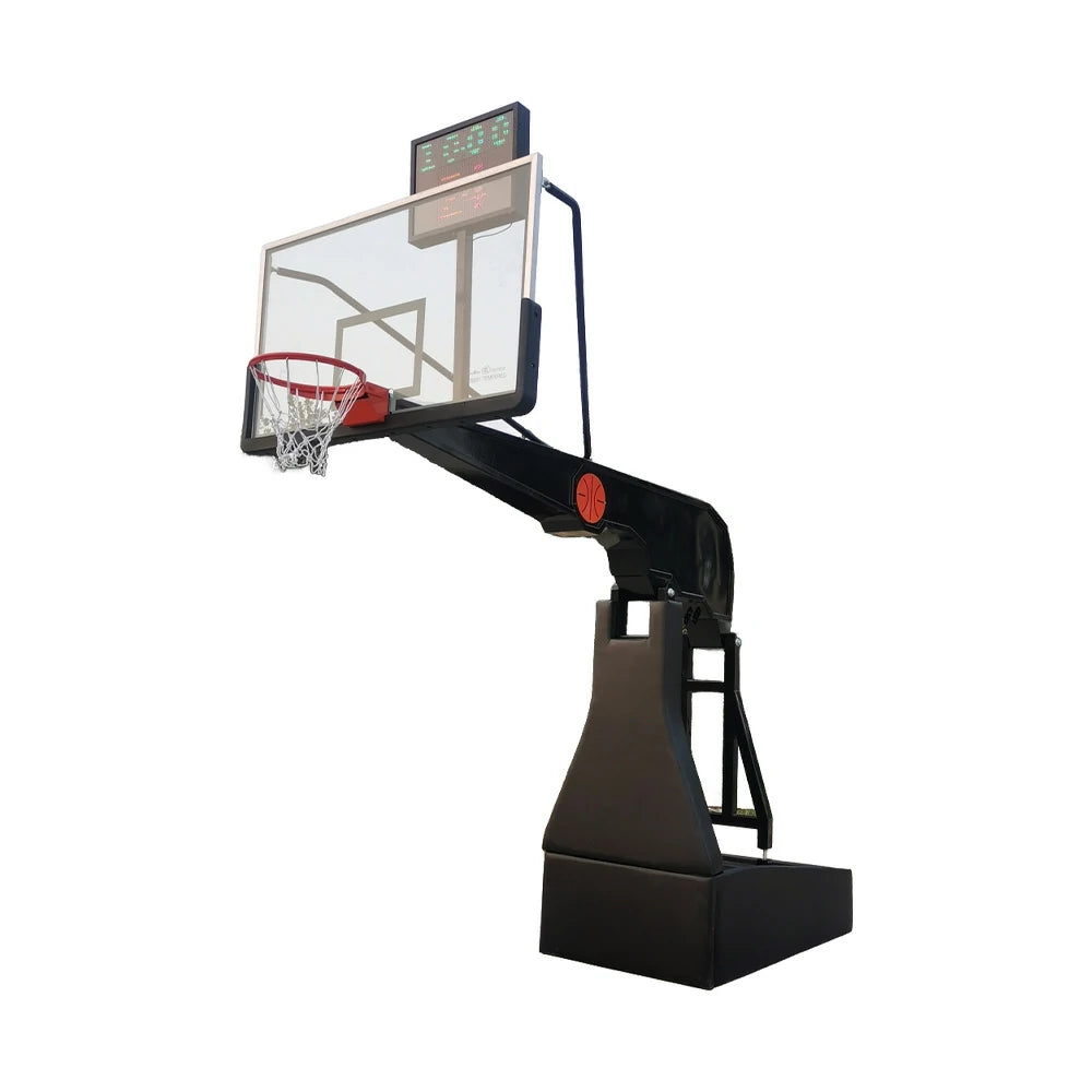 DUNK MASTER Basketball Hoops - Electric Lift, 12mm Tempered Glass Backboard, 3.05m Rim, Court-Grade Design with Triple-Spring Rim & Safety Padding