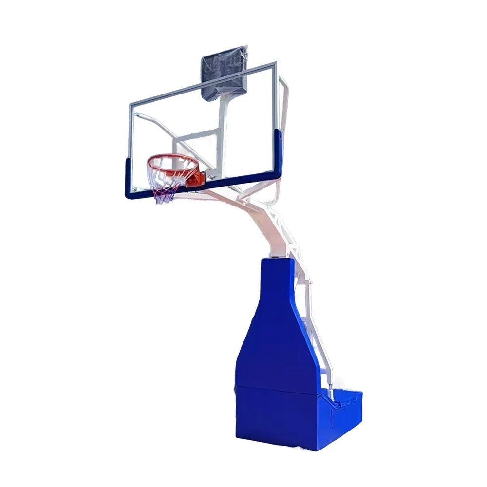 DUNK MASTER Basketball Hoops - Electric Hydraulic Lift, 10mm Tempered Glass Backboard, 3.05m Rim Height, Durable Heavy-Duty Base for Stability
