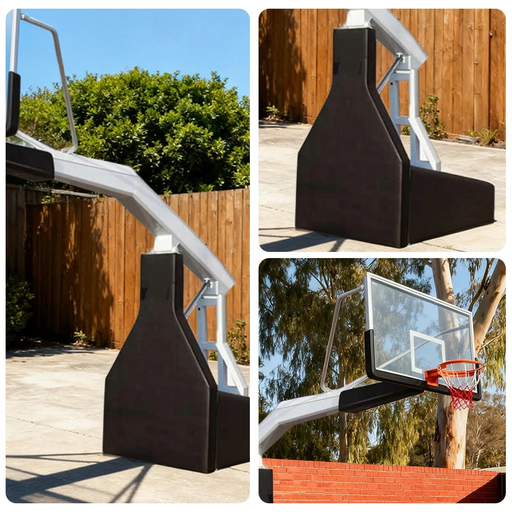 DUNK MASTER Basketball Hoops - Electric Hydraulic Lift, 10mm Tempered Glass Backboard, 3.05m Rim Height, Durable Heavy-Duty Base for Stability - Black