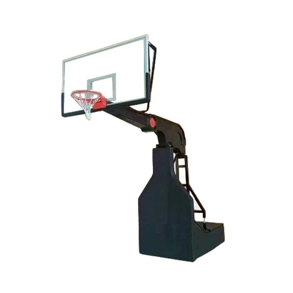 DUNK MASTER Basketball Hoops - Manual Hydraulic Lift, 10mm Tempered Glass Backboard, 3.05m Rim Height, Full-Size Competition Standard Design