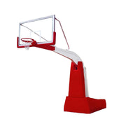 DUNK MASTER Basketball Hoops - Manual Hydraulic Lift, 10mm Tempered Glass Backboard, 3.05m Rim Height, Durable Heavy-Duty Base for Stability - Red
