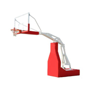 DUNK MASTER Basketball Hoops - Manual Hydraulic Lift, 10mm Tempered Glass Backboard, 3.05m Rim Height, Triple-Spring Rim & Safety Padding - Red