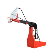 DUNK MASTER Basketball Hoops - Gun-Style Hydraulic Design, 10mm Tempered Glass Backboard, 3.05m Rim Height, Triple-Spring Rim & Safety Padding - Red and Black