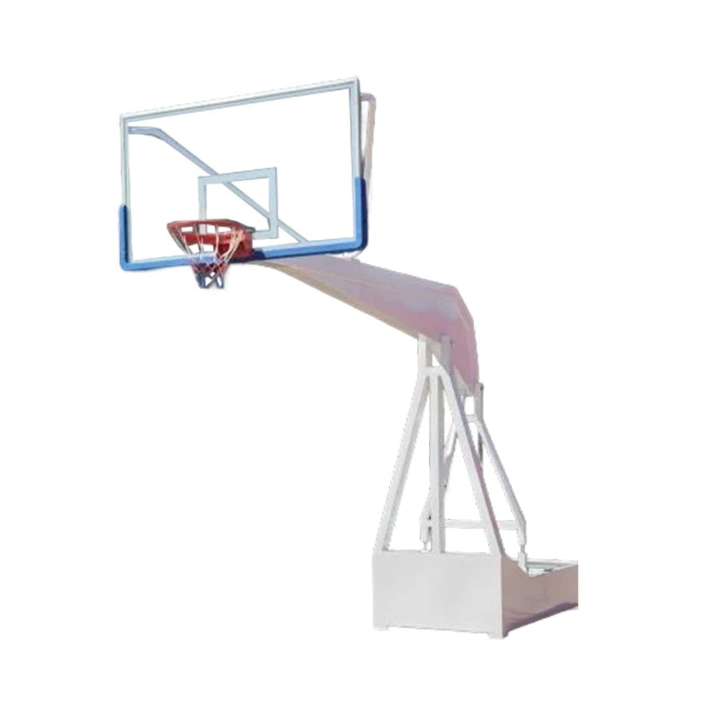 DUNK MASTER Basketball Hoops - American-Style Hydraulic Design, 10mm Tempered Glass Backboard, 3.05m Rim Height, Triple-Spring Rim & Safety Padding - White