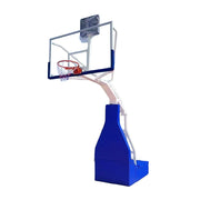 DUNK MASTER Basketball Hoops - Hydraulic Design, 10mm Tempered Glass Backboard, 3.05m Rim Height, Triple-Spring Rim & Safety Padding - White and Blue