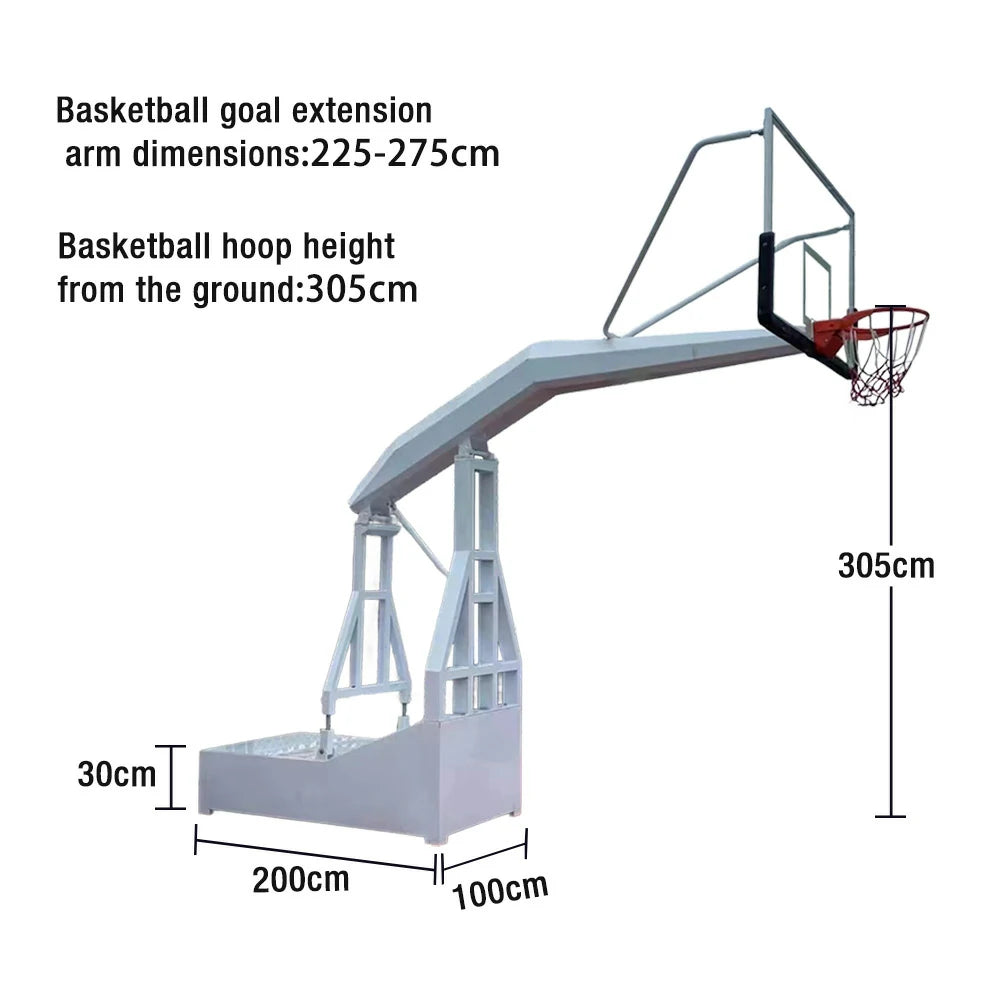 DUNK MASTER 1 Pair of Basketball Hoops - Hydraulic Design, 10mm Tempered Glass Backboard, 3.05m Rim Height, Triple-Spring Rim & Safety Padding - White