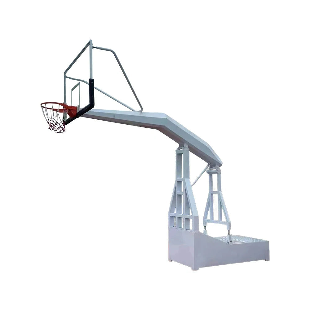 DUNK MASTER 1 Pair of Basketball Hoops - Hydraulic Design, 10mm Tempered Glass Backboard, 3.05m Rim Height, Triple-Spring Rim & Safety Padding - White