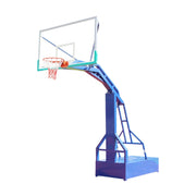 DUNK MASTER Outdoor Basketball Hoops Dual-Spring Rim, Thickened Tempered Glass Backboard, 3.05m Rim Height, Heavy-Duty Steel Frame - Blue
