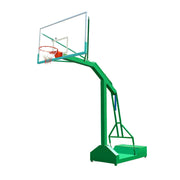 DUNK MASTER Outdoor Basketball Hoop Dual-Spring Rim, Tempered Glass Backboard, 3.05m Rim Height, Recessed Base Design - Green