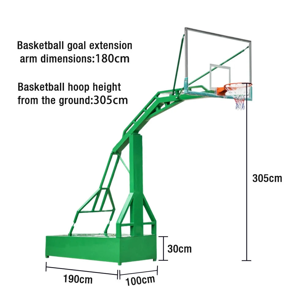 DUNK MASTER Outdoor Basketball Hoop Dunk-Support Dual-Spring Rim, Tempered Glass Backboard with Aluminium Alloy Frame, 3.05m Rim Height - Green