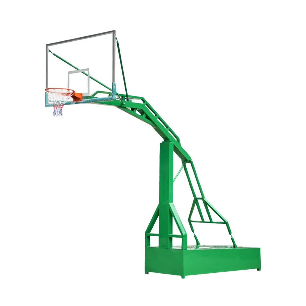 DUNK MASTER Outdoor Basketball Hoop Dunk-Support Dual-Spring Rim, Tempered Glass Backboard with Aluminium Alloy Frame, 3.05m Rim Height - Green