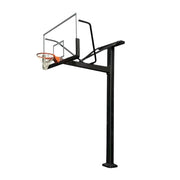 DUNK MASTER In-Ground Basketball Hoop Single Post Design, Tempered Glass Backboard with Aluminium Alloy Frame, 3.05m Rim Height, Heavy-Duty Steel Pole - Black