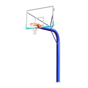 DUNK MASTER In-Ground Basketball Hoop Single Post Design, Tempered Glass Backboard with Aluminium Alloy Frame, 3.05m Rim Height, Heavy-Duty Steel Pole - Blue