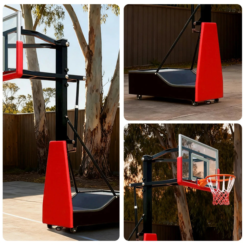 DUNK MASTER In-Ground Basketball Hoop Adjustable 1.5-3.05m Rim, Tempered Glass Backboard, Kids to Adults
