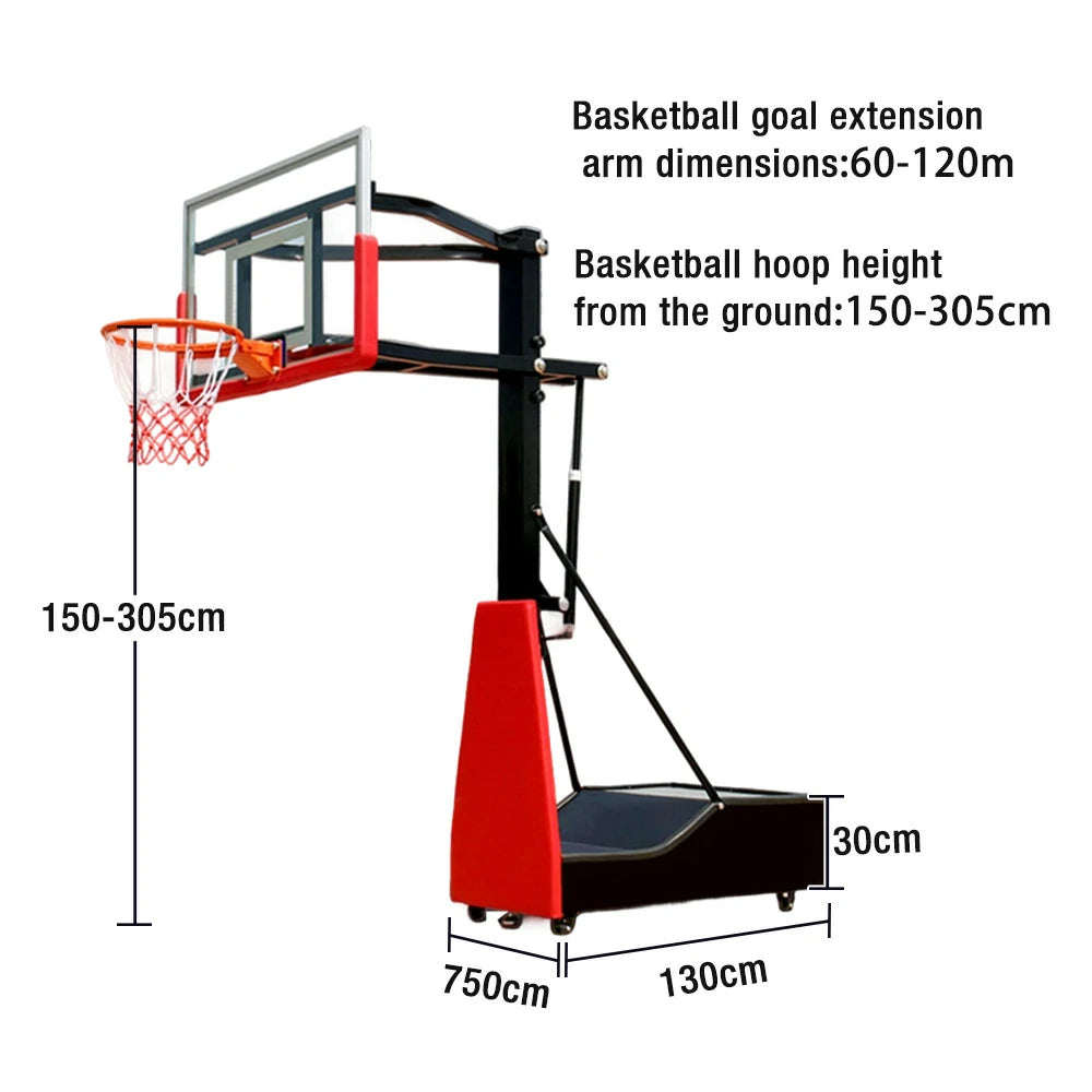 DUNK MASTER In-Ground Basketball Hoop Adjustable 1.5-3.05m Rim, Tempered Glass Backboard, Kids to Adults