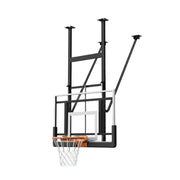 DUNK MASTER Adjustable Ceiling-Mounted Basketball Hoop - 1.2x0.8m Tempered Glass Backboard, Spring Rim, 0.7m Lift, Reinforced Steel, Rust-Resistant